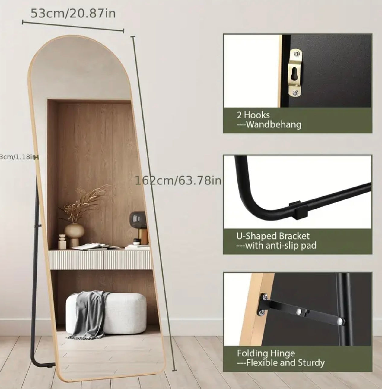 GOLD STANDING MIRROR