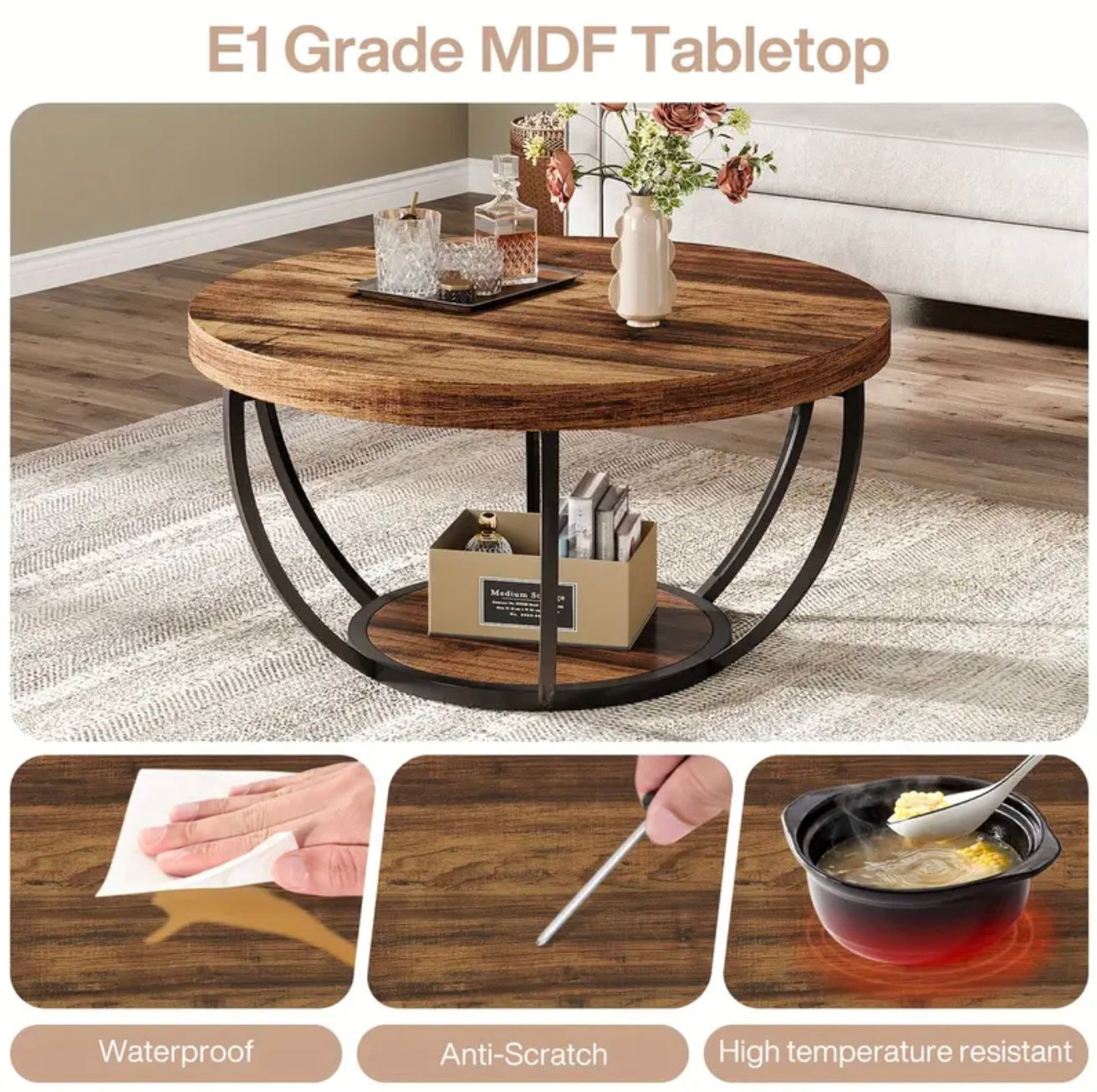 RUSTIC ROUND COFFEE TABLE