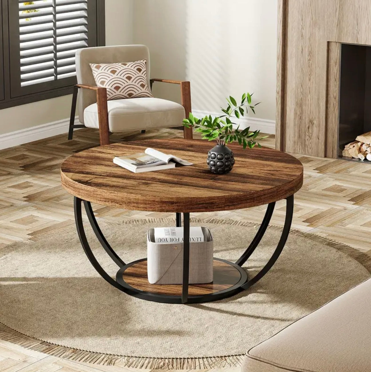 RUSTIC ROUND COFFEE TABLE