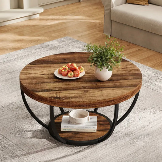RUSTIC ROUND COFFEE TABLE