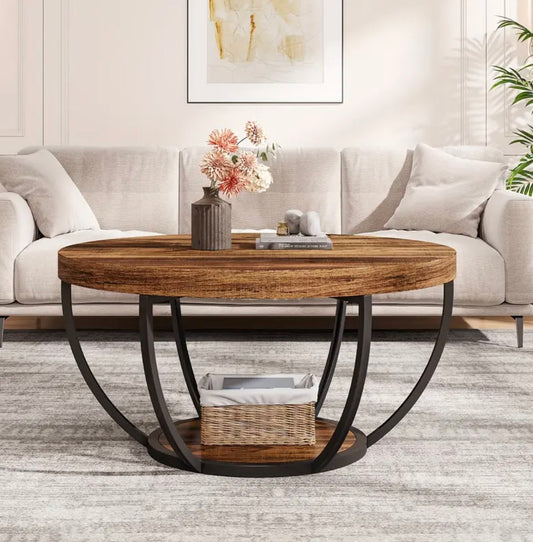 RUSTIC ROUND COFFEE TABLE