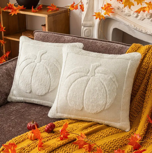 PUMPKIN EMBROIDERED PILLOW CASES 2PCS