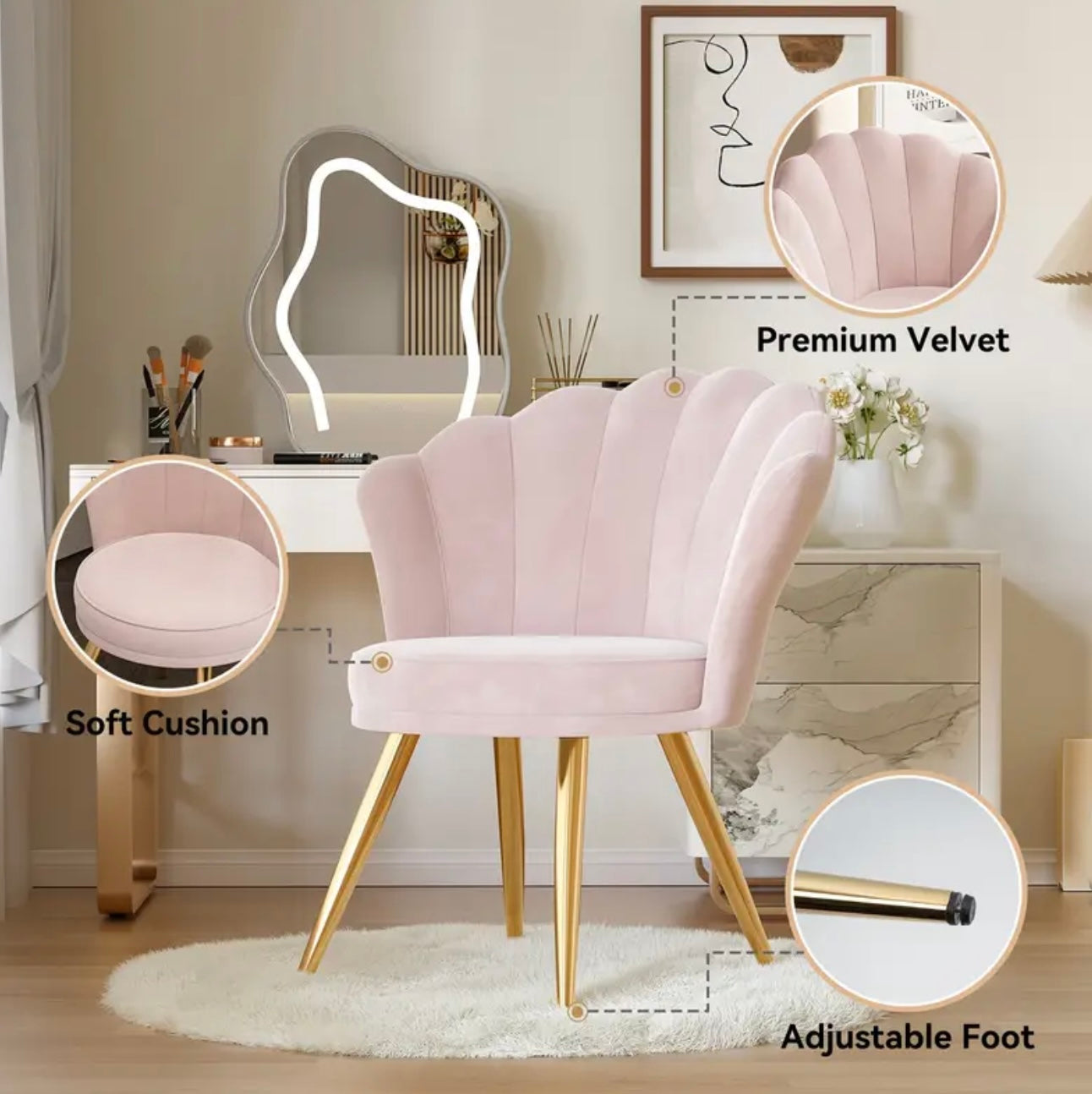 VELVET VANITY CHAIR