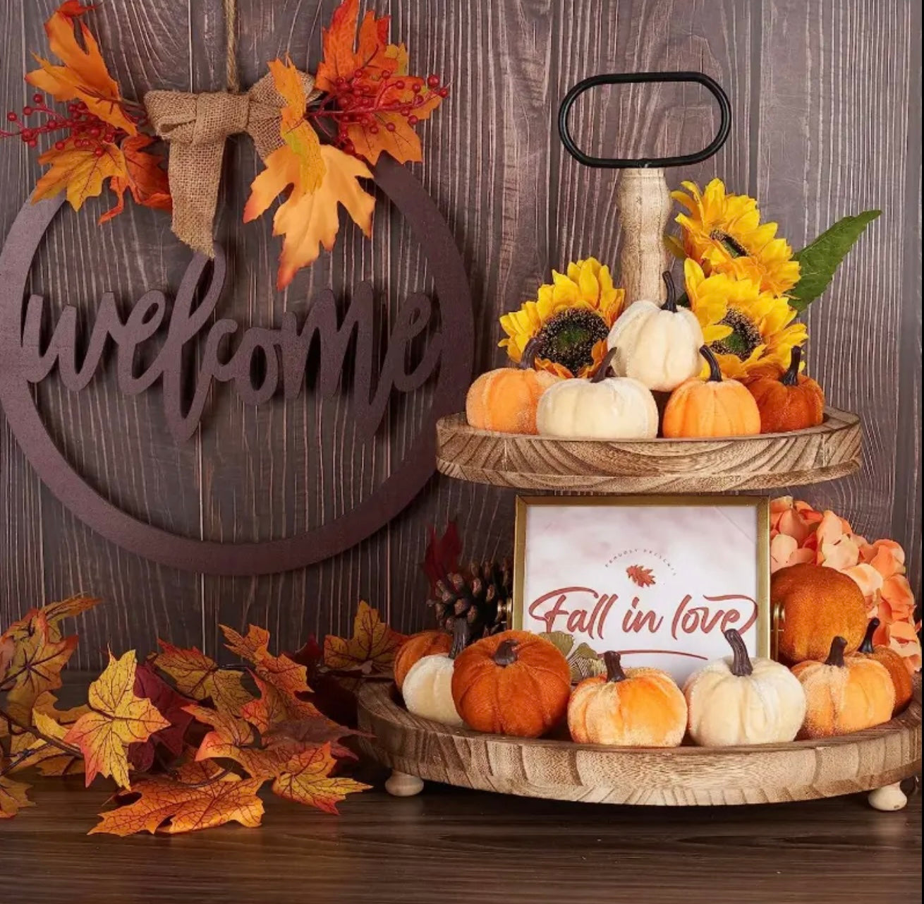 FAUX VELVET PUMPKINS (6PS)