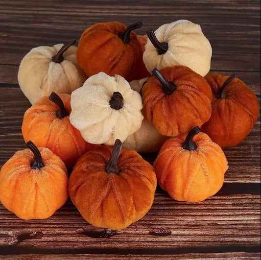 FAUX VELVET PUMPKINS (6PS)